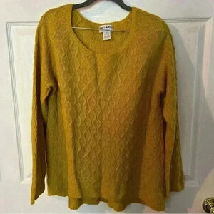 Kate & Mallory Mustard Yellow Cable Knit Sweater, Size Large